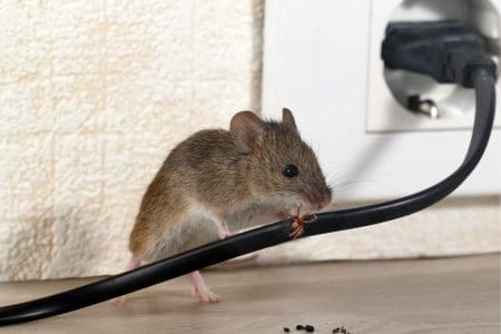 Commensal rodent in Lexington Kentucky chewing on electrical cord