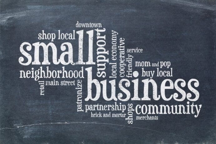 word cloud encouraging people to support local small businesses