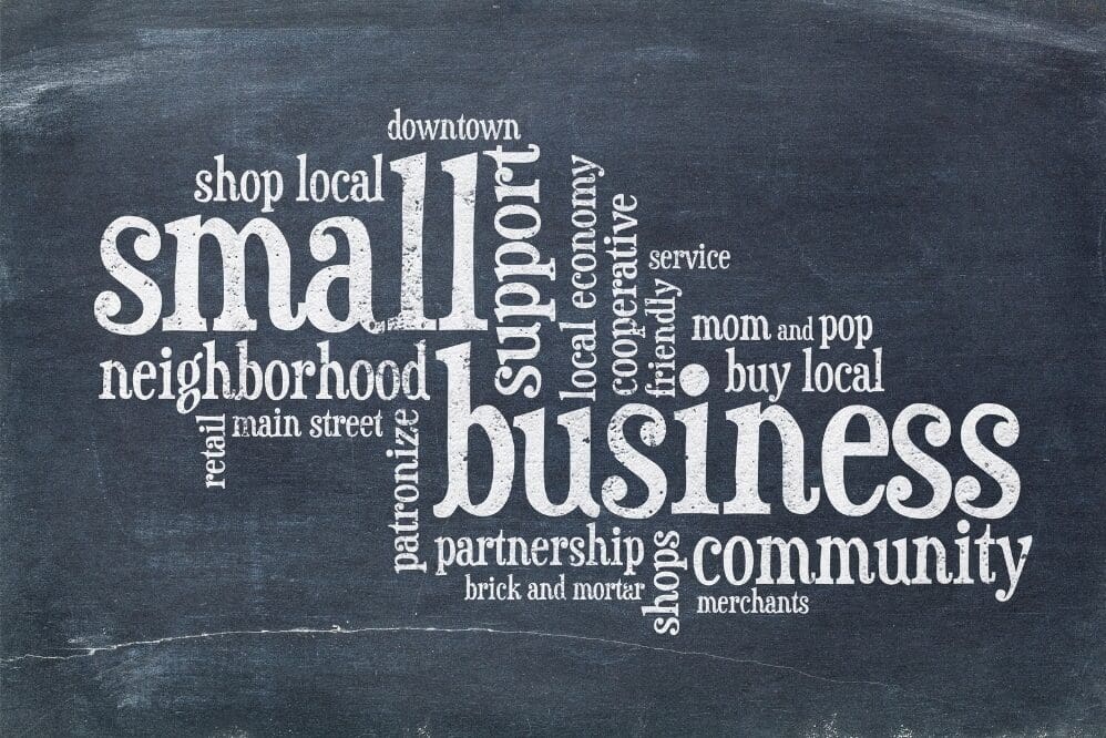 word cloud encouraging people to support local small businesses