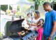 family enjoying summer barbecue